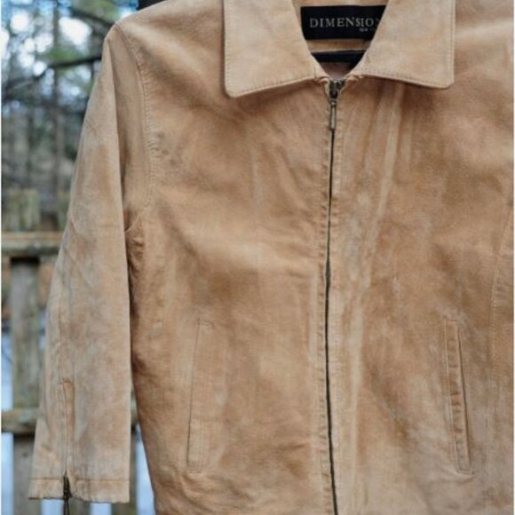 Girls Size SM/MED Khaki Tan Suede Jacket Coat Zip Front by Dimensions NY - Picture 2 of 7